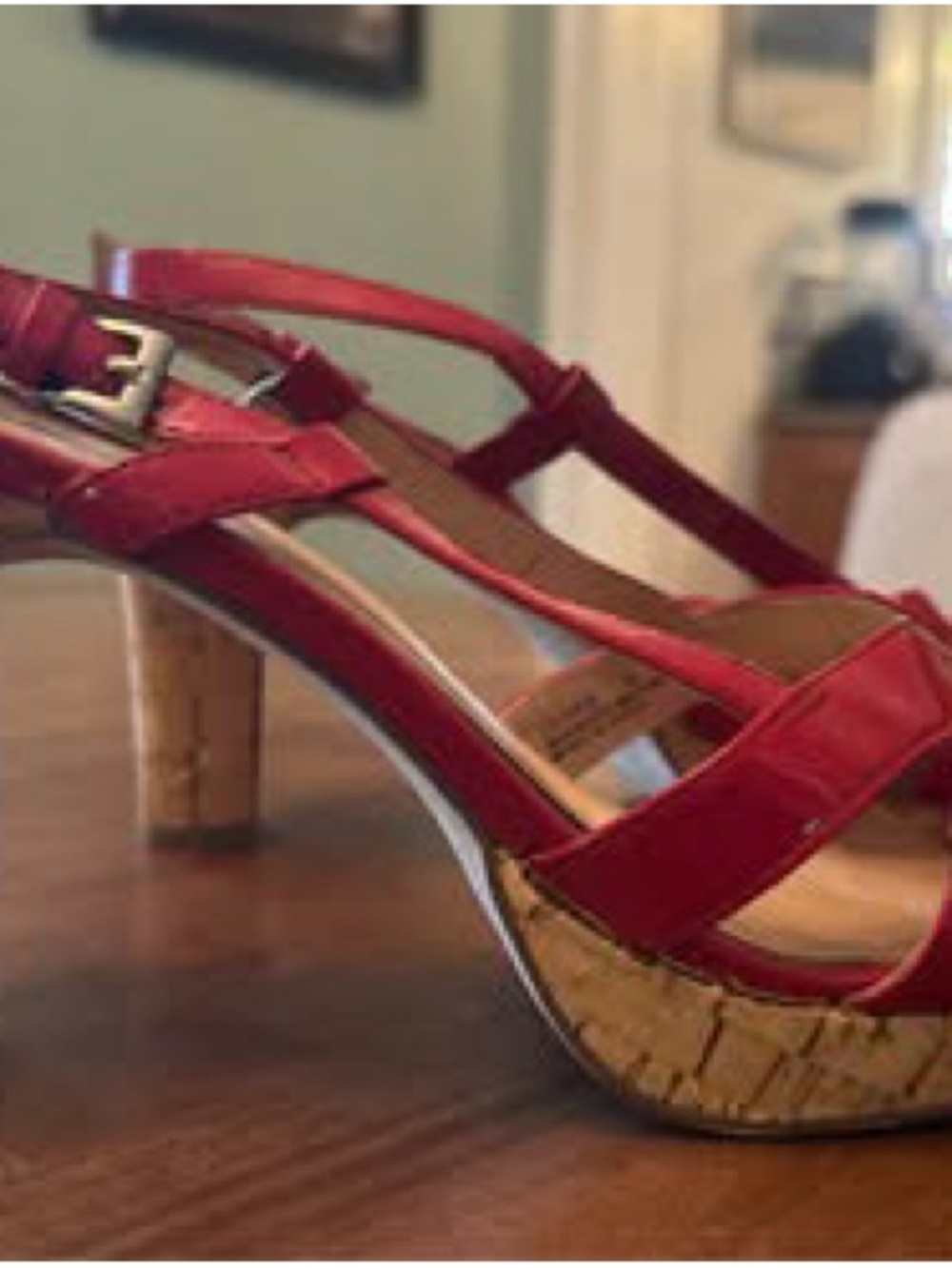 Yellow Box Red Strappy Cork Platform Sandals